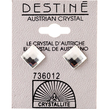 Crystallite Lattice Clear Square Ear Studs 8mm