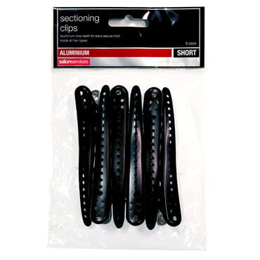 Salon Services Black Sectioning Clips Short, Pack of 6
