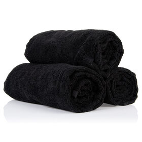 S-PRO Bleach Resistant Microfibre Towels, Black, Pack of 12