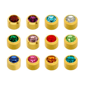 Caflon Regular Bezel Gold Piercing Stud Assortment 12 pair pack