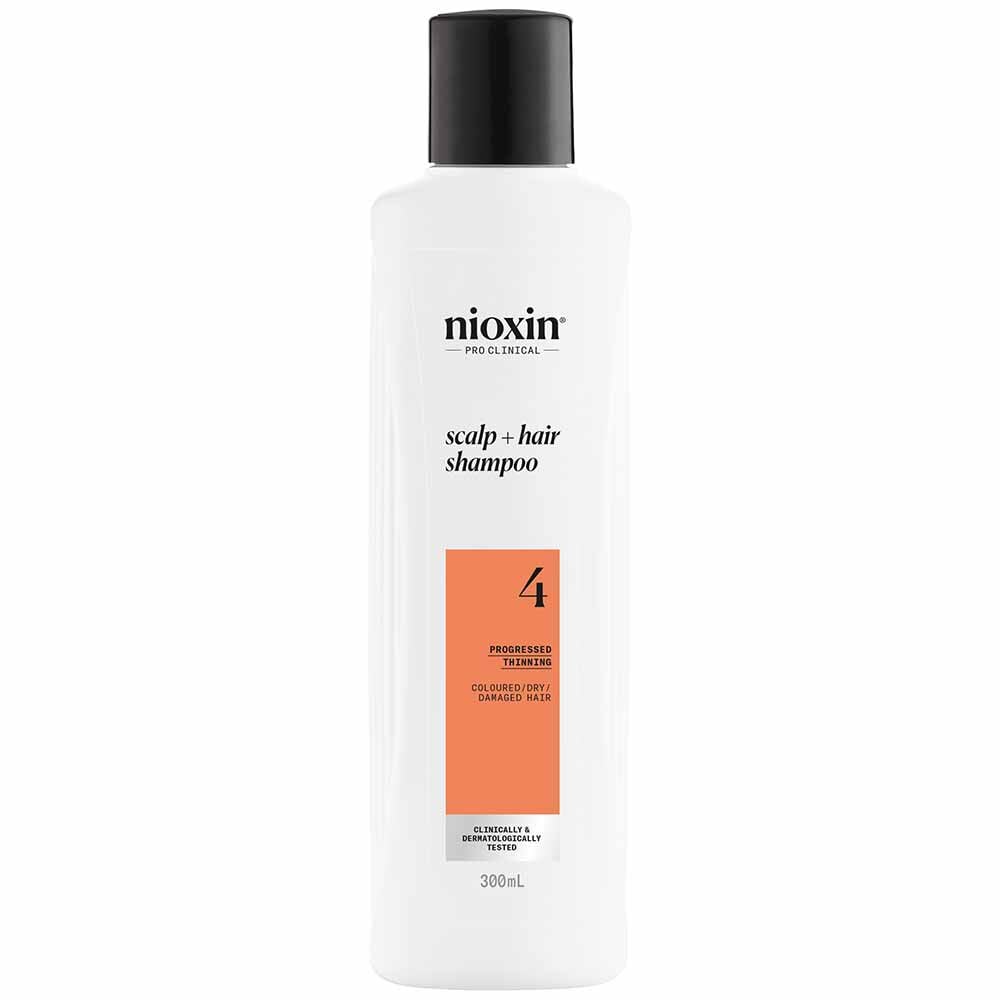 Nioxin System 4 Scalp + Hair Thickening Shampoo for Coloured, Dry and Damaged Hair with Progressed Thinning 300ml