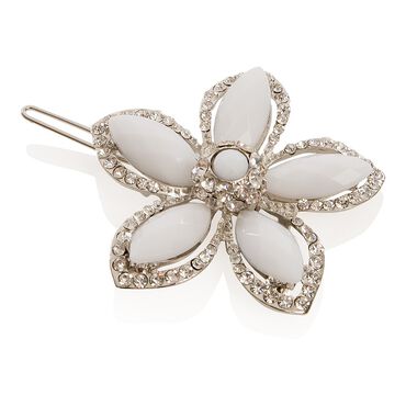 Wildest Dreams White Stone and Crystal Flower Clip