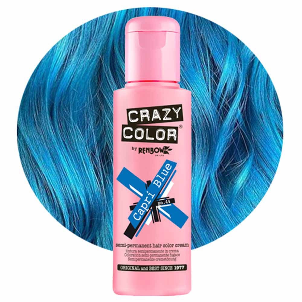 Crazy Color Semi Permanent Hair Colour Cream - Capri Blue 100ml Crazy Color Semi Permanent Hair Colour Cream - Capri Blue 100ml