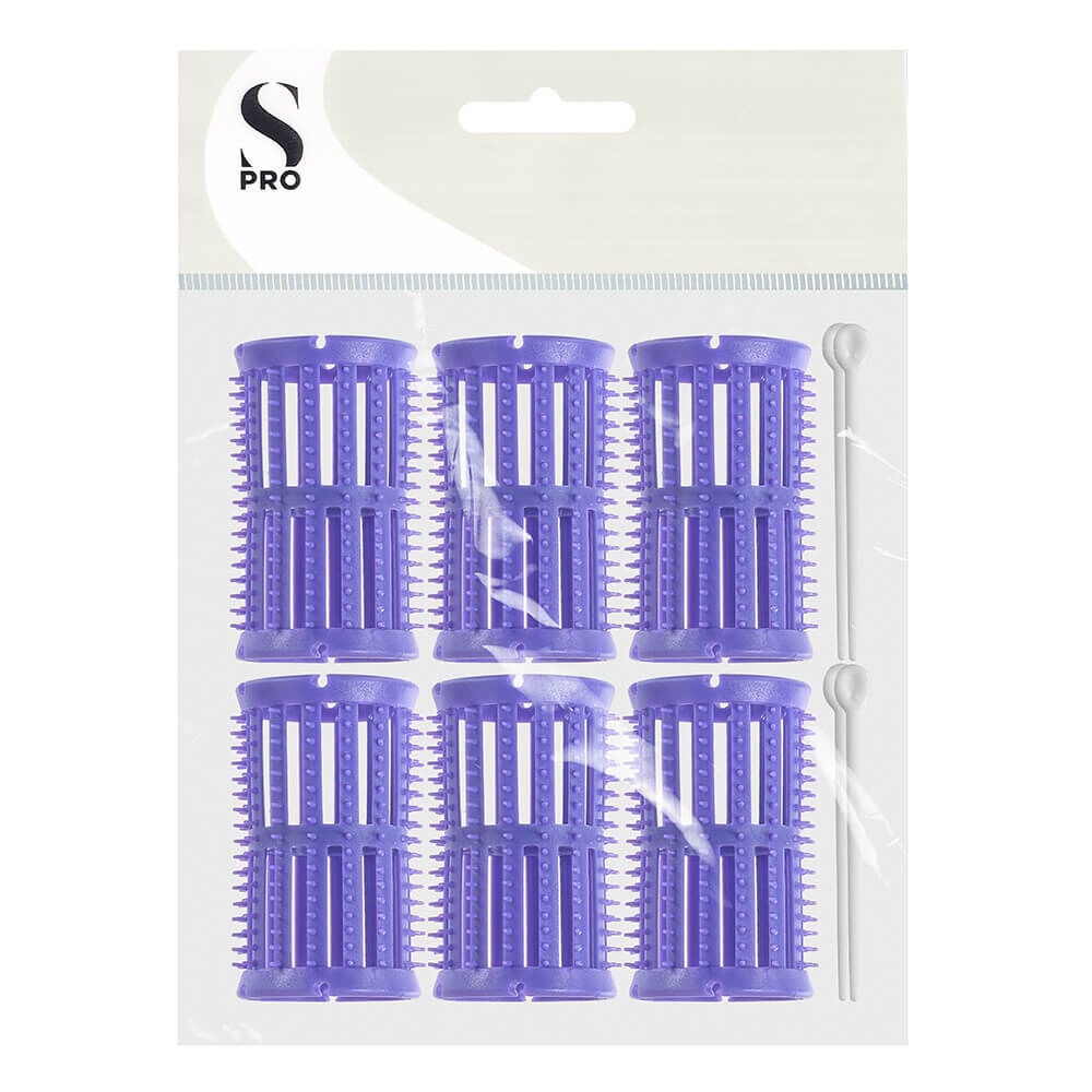 S-PRO Plastic Rollers Mauve 36mm, Pack of 6