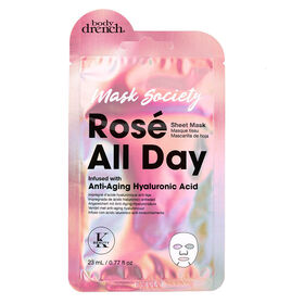 Body Drench Mask Society Rosé All Day Face Sheet Mask with Hyaluronic Acid