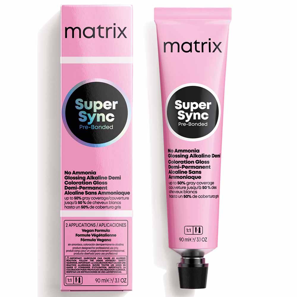 Matrix Super Sync Pre-Bonded Glossing Alkaline Demi-Permanent Hair Colour 6T Titanium Cool 90ml