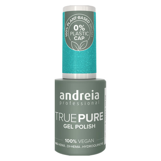 Andreia Professional True Pure T51 Turquoise blue with blue glitter - Hema Free Gel Polish, 10.5ml