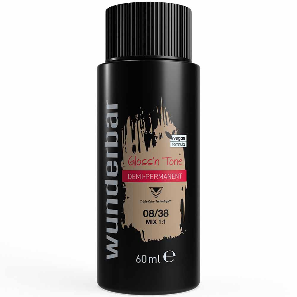 Wunderbar Gloss'n Tone Demi-Permanent Colour Liquid 08/38 Light Blond Gold Pearl 60ml