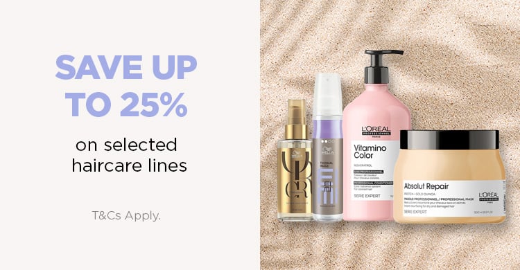 Save up to 25% on selected haircare lines