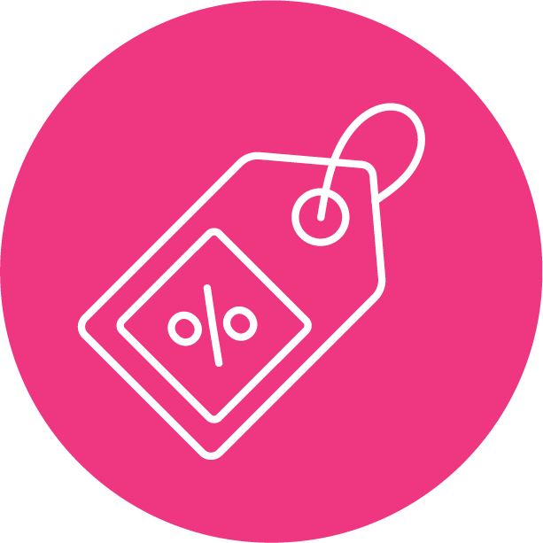 % in a price tag icon