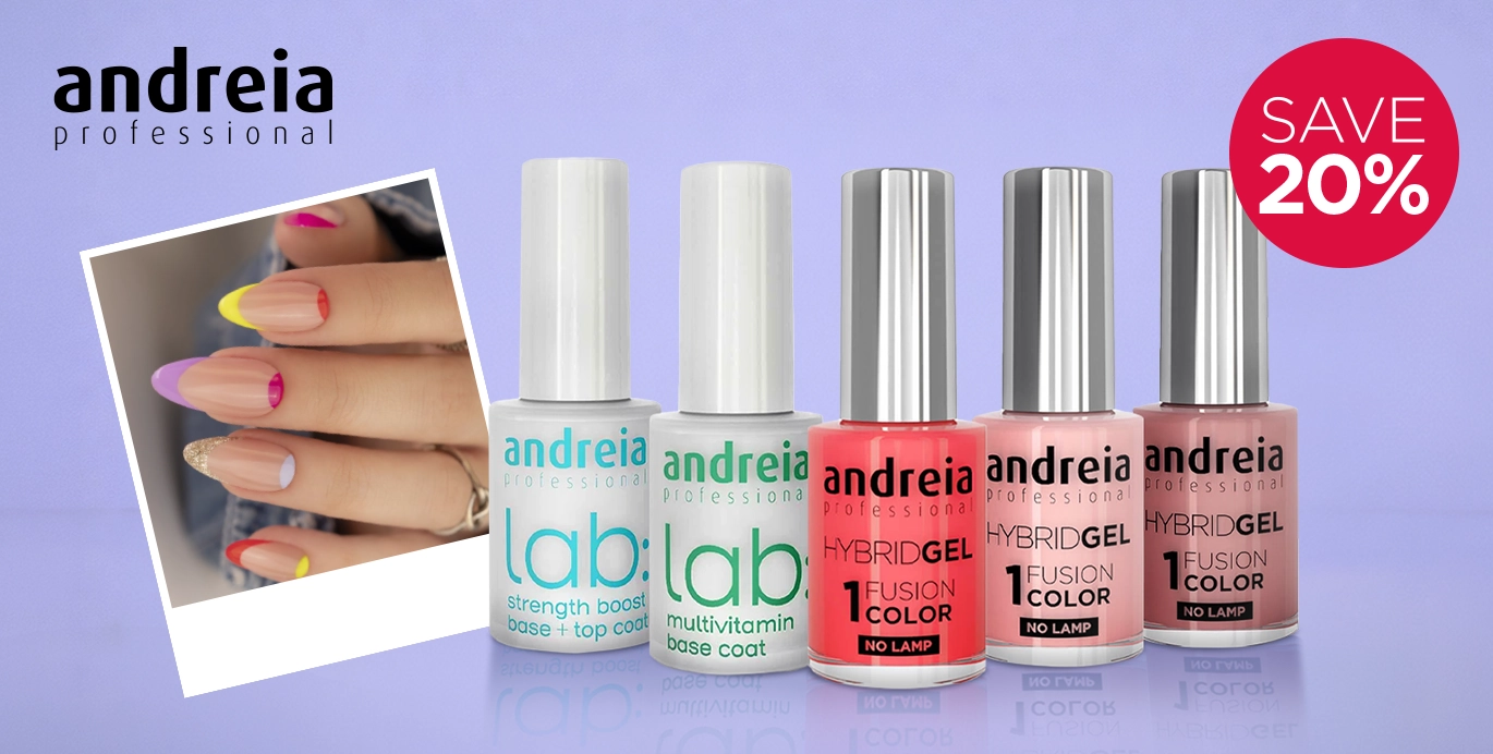 Save 20% on Andreia Professional gel polish, prep and finish products.
