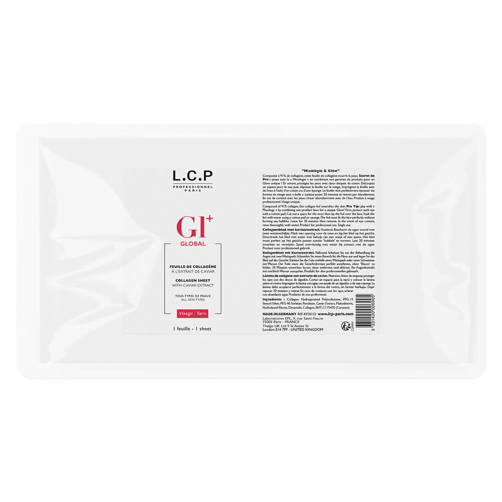 L.C.P Professionnel Paris Global Anti-Ageing Collagen Sheet Mask with Caviar Extract