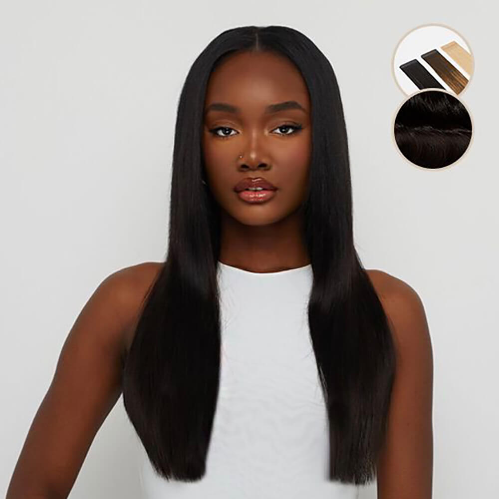 Beauty Works Celebrity Choice Slim Line Tape Hair Extensions 18 Inch - 1B Ebony Black 48g