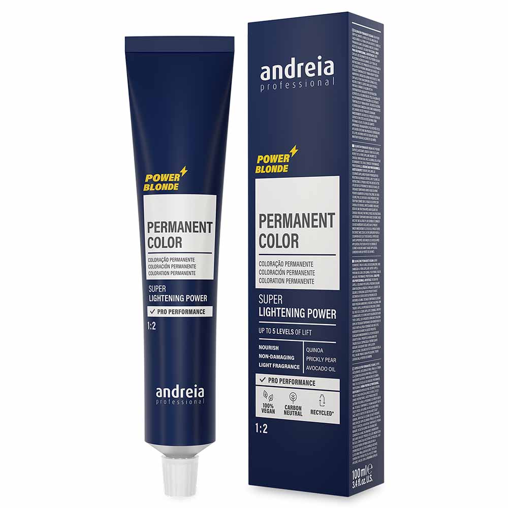 Andreia Professional Permanent Color Power Blonde 1:2 in 11.06 Super Lightener Natural Irisée, 100ml