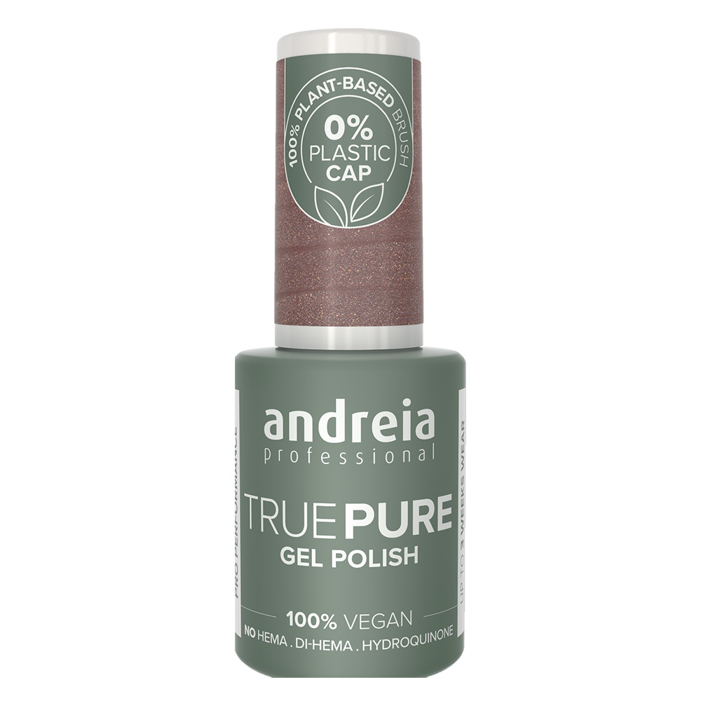 Andreia Professional True Pure T42 Taupe With Gold Shimmer - Hema Free Gel Polish, 10.5ml
