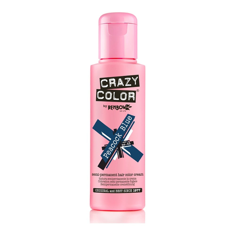 Crazy Color Semi Permanent Hair Colour Cream - Peacock Blue 100ml