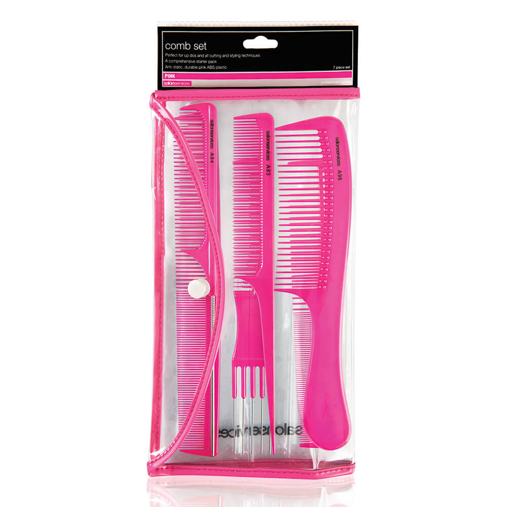 Salon Services Six Piece Comb Set Pink