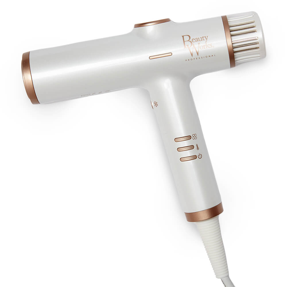 Beauty Works Aeris Digital Hairdryer, White And Gold