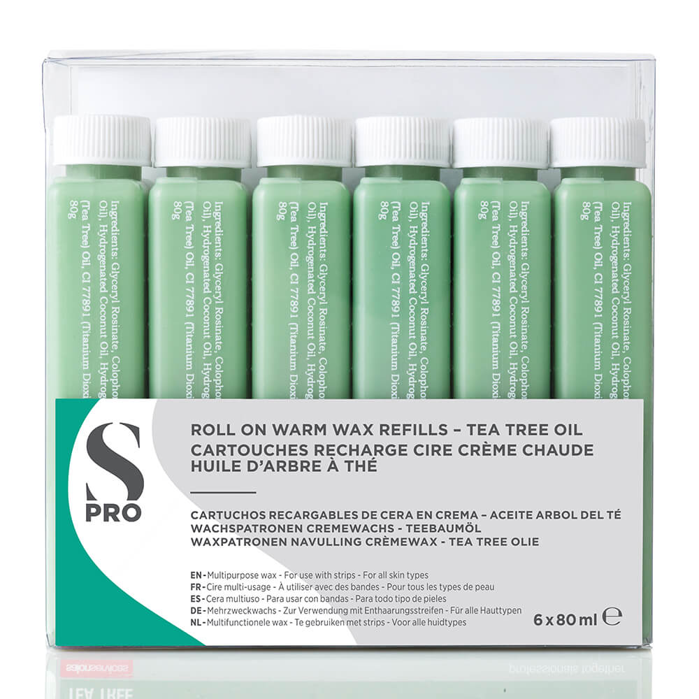 S-PRO Roll On Creme Wax Refills Tea Tree 6x80g