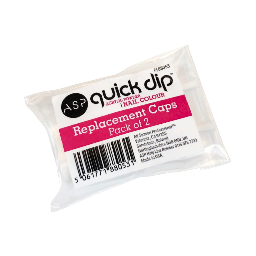 ASP Quick Dip Acrylic Dipping Powder Nail Colour, Replacement Caps & Brushes Pack of 2
