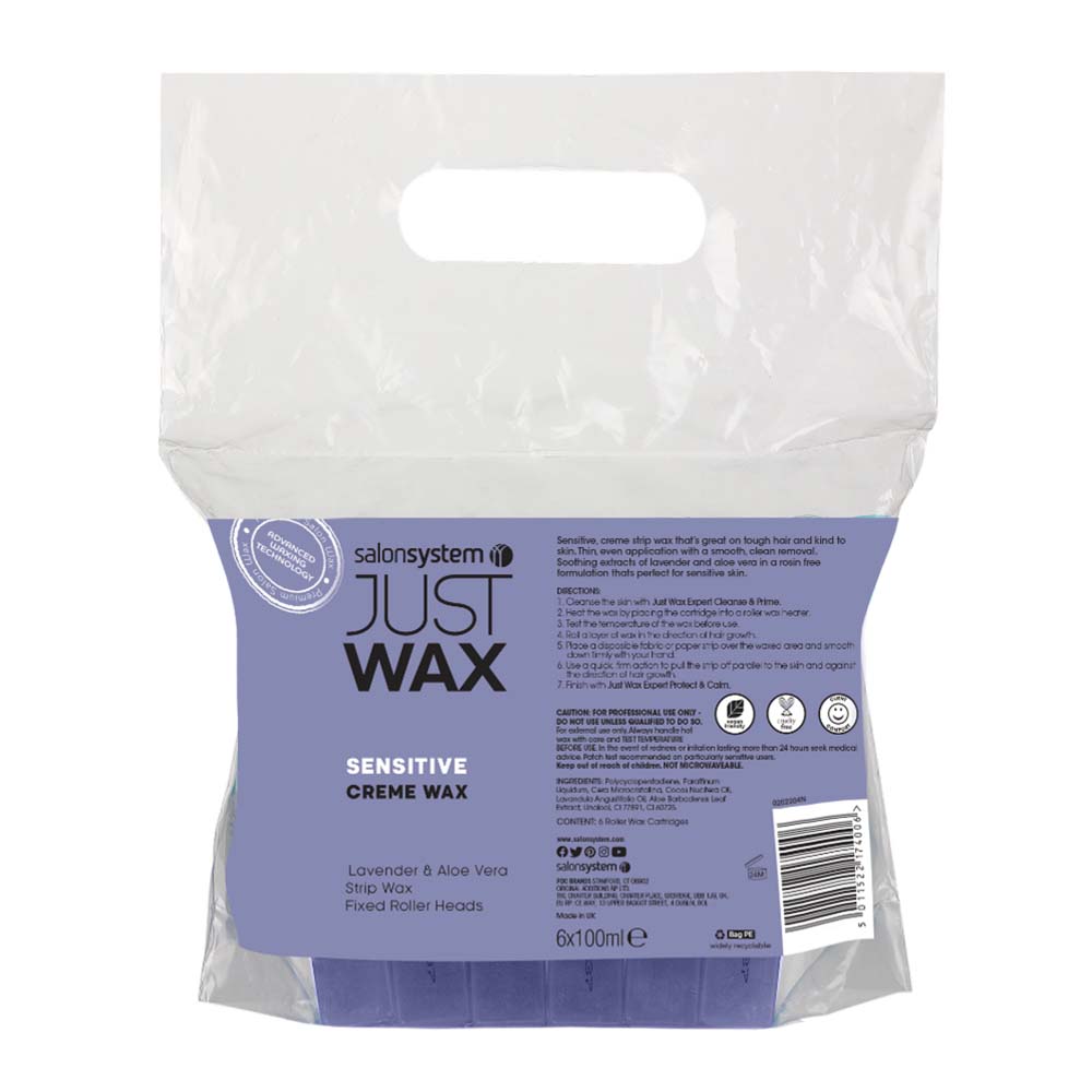 Just Wax Sensitive Lavender Cartridge Roller Wax, 6x100ml