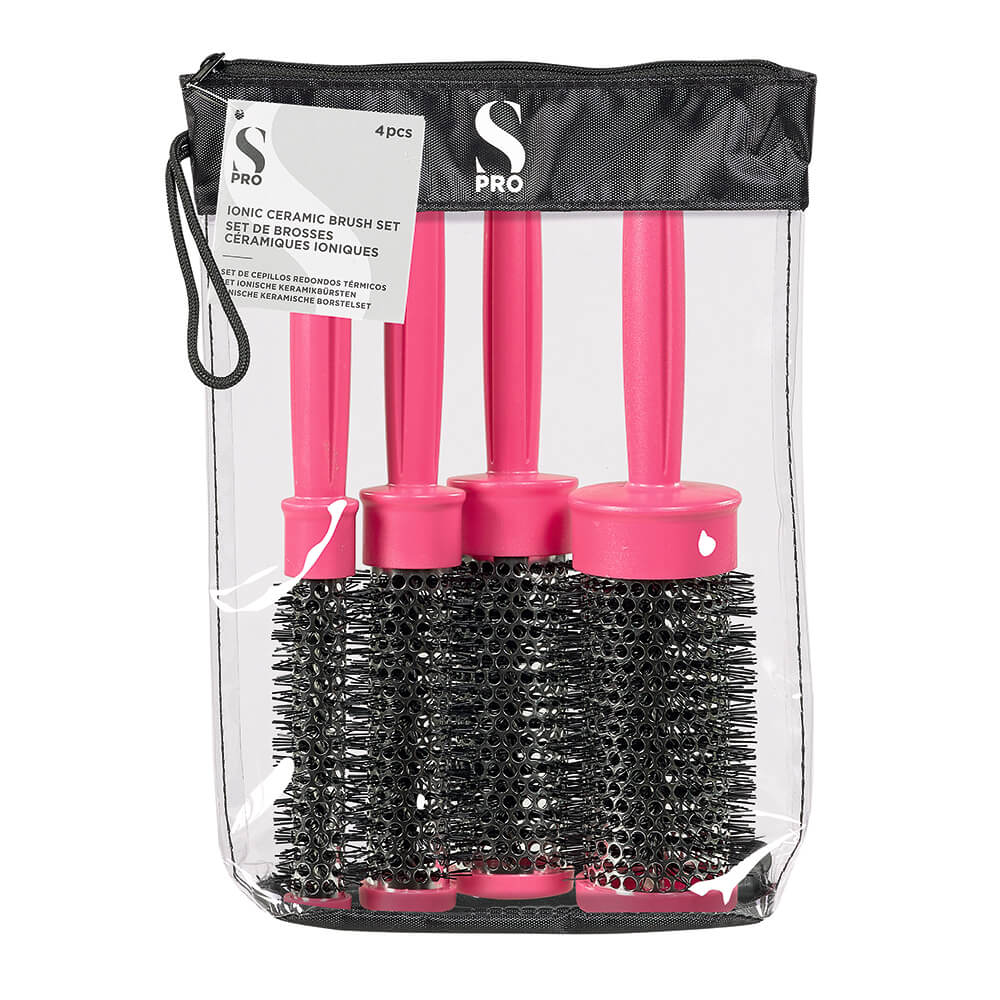 S-PRO Heat Retainer Brush Set, Pink | Hair Brushes | Sally Beauty