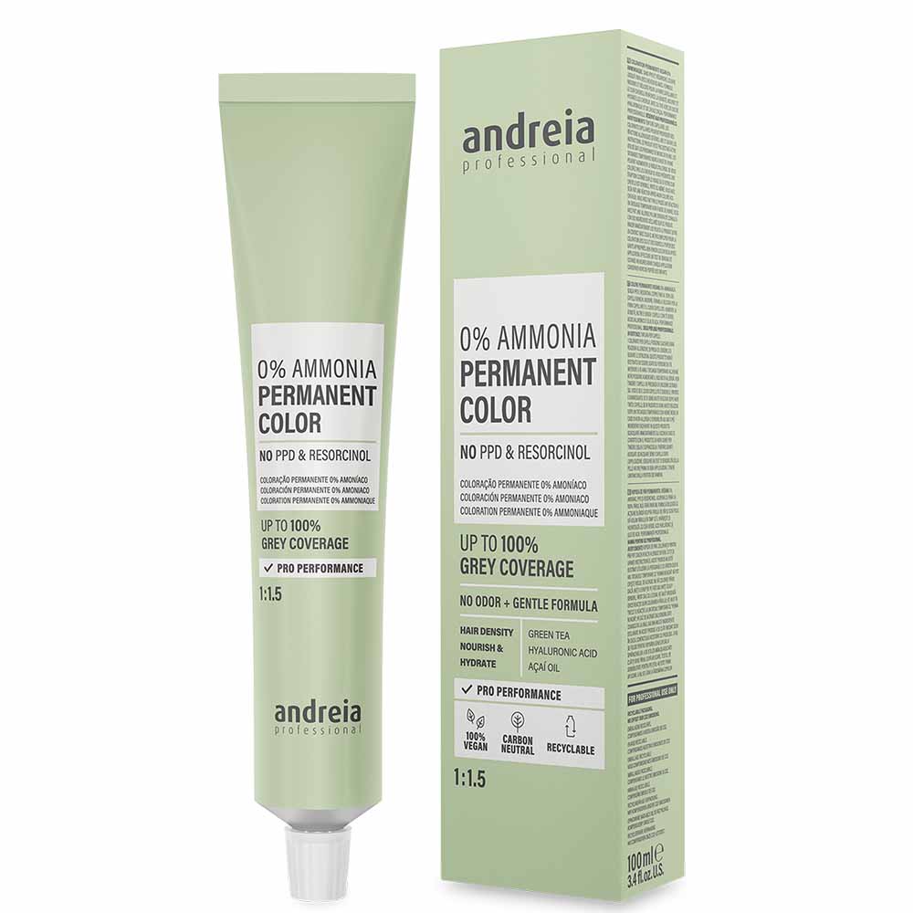 Andreia Professional 0% Ammonia Permanent Color 1:1.5, 7.8 Medium Blonde Mocha Brown 100Ml